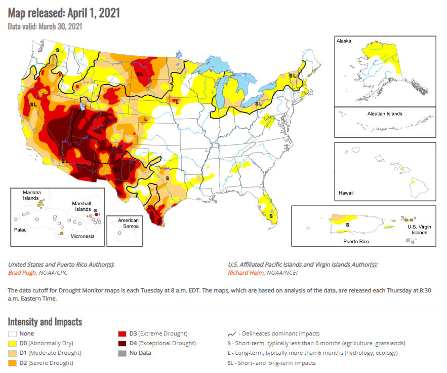 To show areas of the United States experiencing drought.