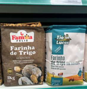 Examples of wheat flour on store shelves in Angola.