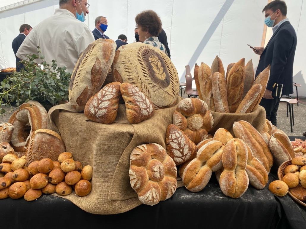 Impressive artisan bread products display.