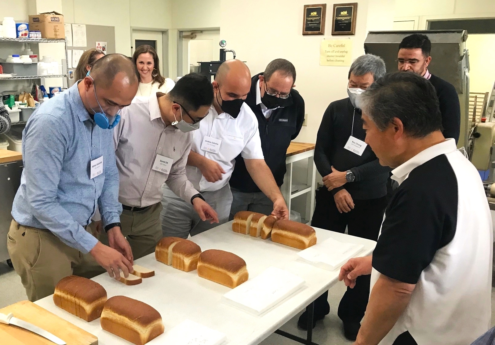 USW technical colleagues evaluate hard red winter flour performance in bread