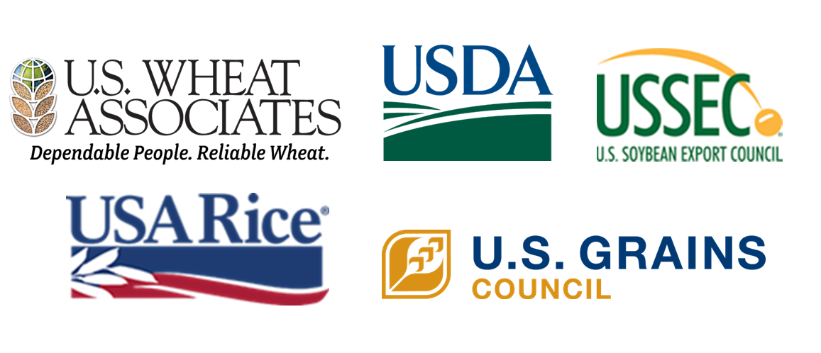 Logos of USW, USDA, USSEC, USA Rice and USGC