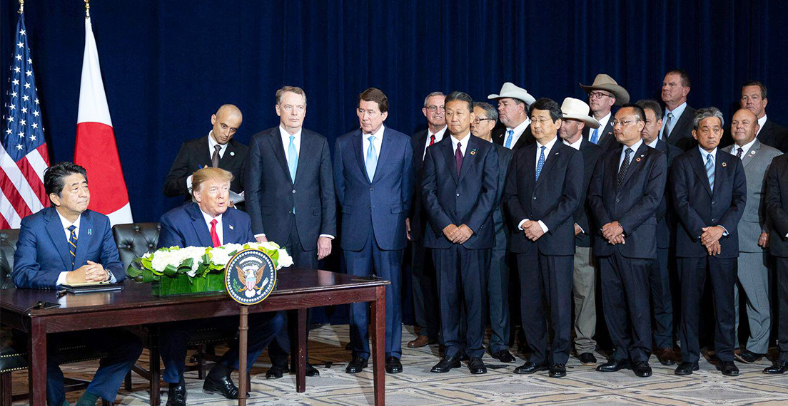 Image from September 2019 signing ceremony for U.S. Japan bilateral trade agreement