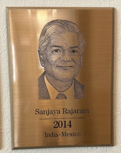 This image is a plaque honoring World Food Prize laureate and wheat breeder Dr. Sanjay Rajaram who worked with Dr. Borlaug at CYMMIT in Mexico.