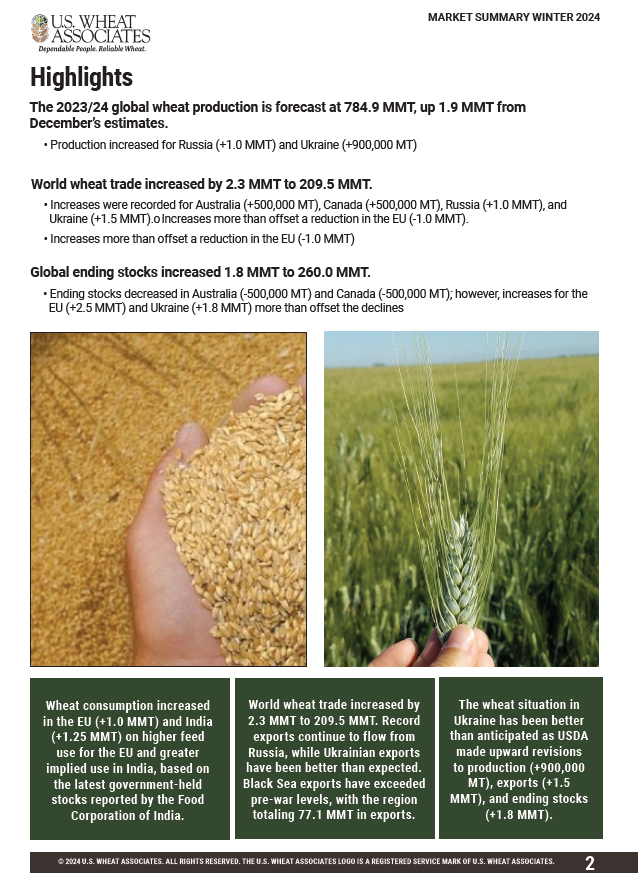 Page 2 USW World Wheat Supply and Demand Summary