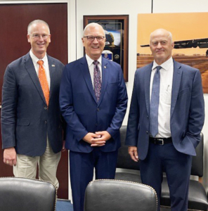 Pictured with Jim Pellman (far right) are Oklahoma farmer and NAWG Vice President Keeff Felty (left) and North Dakota Congressman Kevin Cramer (center) . 