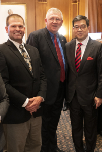 USW Vice Chair Michael Peter( left) with Sen. Frank Lucas, R-Oklahoman (center) and Yi-Cheun "Tony" Shu, chair of the TFMA, after the Letter of Intent signing at the U.S. Capitol.