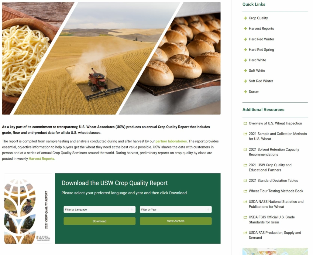 U.S. wheat crop quality website